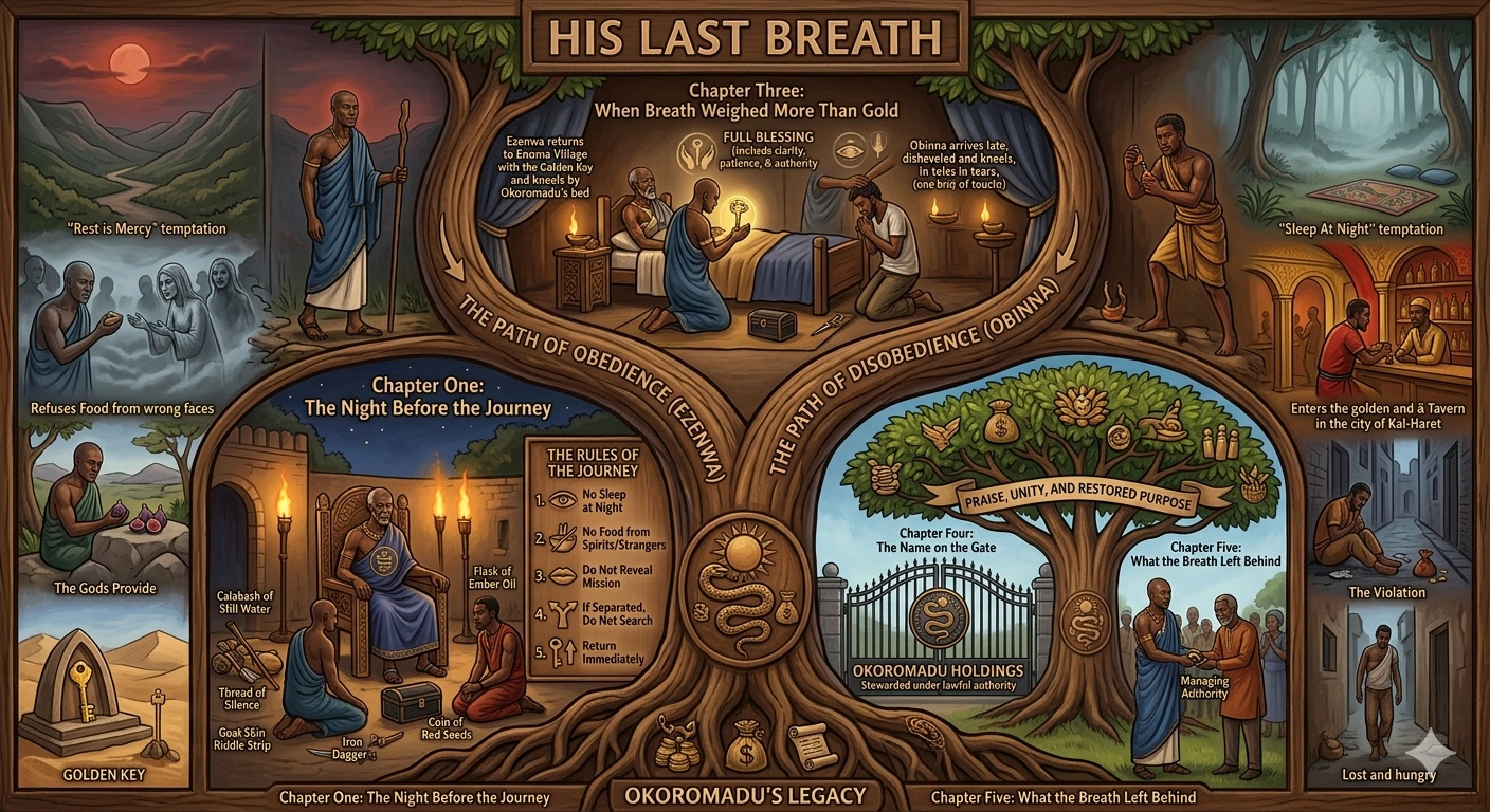 Okoromadu giving the golden key to Ezenwa while Obinna watches in regret